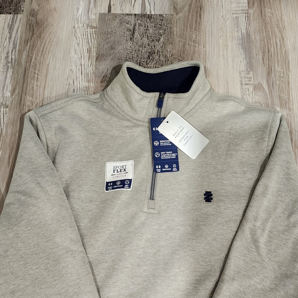 IZOD "Performance Advantage Stretch" Gray Quarter Zip Pullover - NWT